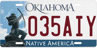 OK license plate 035AIY