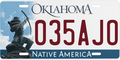 OK license plate 035AJO