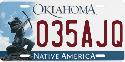OK license plate 035AJQ
