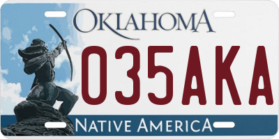 OK license plate 035AKA