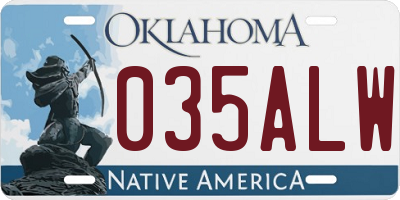 OK license plate 035ALW