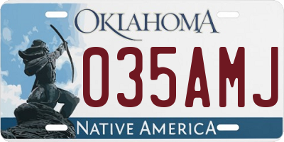 OK license plate 035AMJ