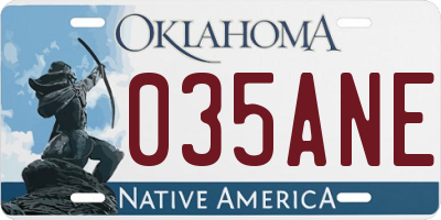 OK license plate 035ANE