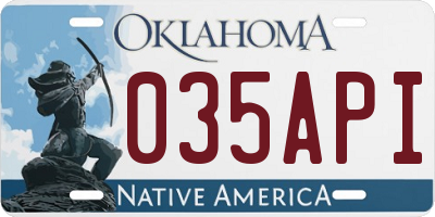 OK license plate 035API