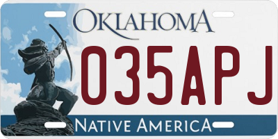 OK license plate 035APJ