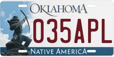 OK license plate 035APL