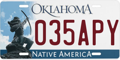 OK license plate 035APY