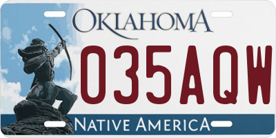 OK license plate 035AQW