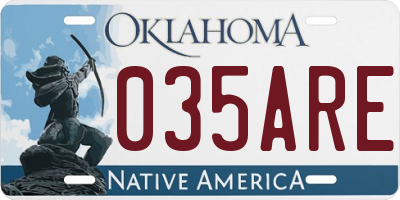OK license plate 035ARE