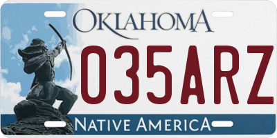 OK license plate 035ARZ