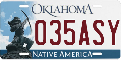 OK license plate 035ASY