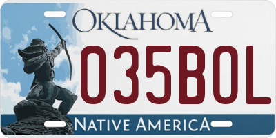 OK license plate 035BOL