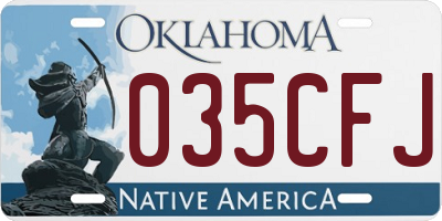 OK license plate 035CFJ