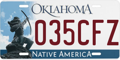 OK license plate 035CFZ