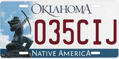 OK license plate 035CIJ