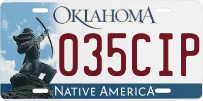 OK license plate 035CIP