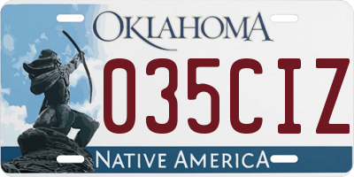 OK license plate 035CIZ