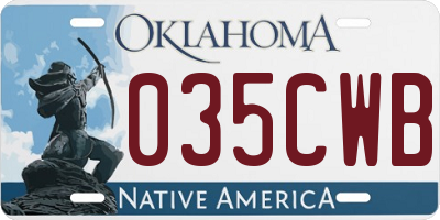 OK license plate 035CWB