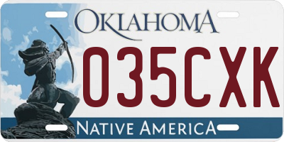 OK license plate 035CXK