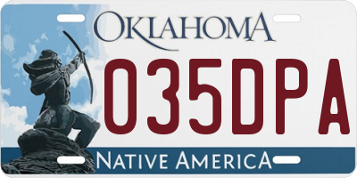 OK license plate 035DPA