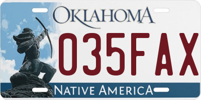 OK license plate 035FAX
