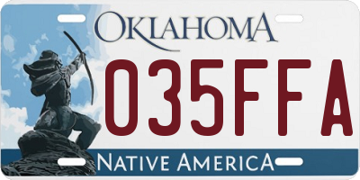 OK license plate 035FFA