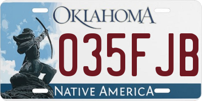 OK license plate 035FJB