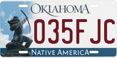OK license plate 035FJC