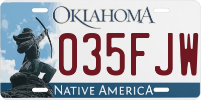 OK license plate 035FJW