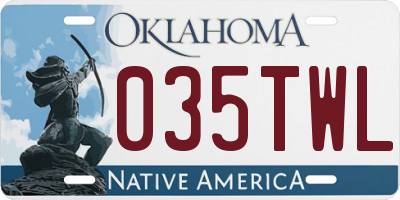 OK license plate 035TWL