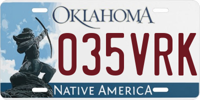 OK license plate 035VRK