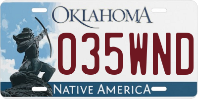 OK license plate 035WND