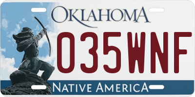 OK license plate 035WNF