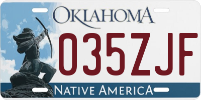 OK license plate 035ZJF