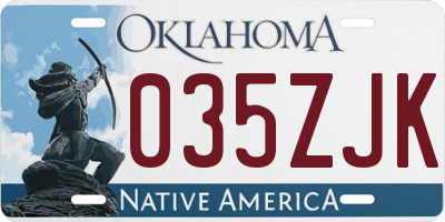 OK license plate 035ZJK