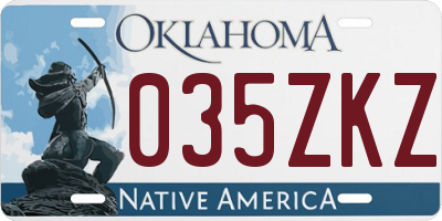 OK license plate 035ZKZ
