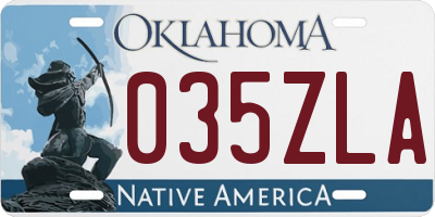 OK license plate 035ZLA