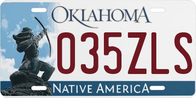 OK license plate 035ZLS