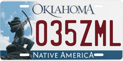 OK license plate 035ZML