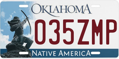 OK license plate 035ZMP