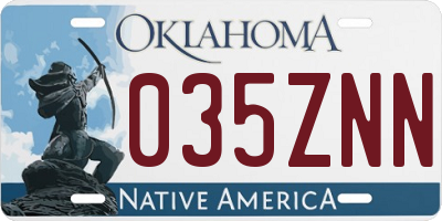 OK license plate 035ZNN