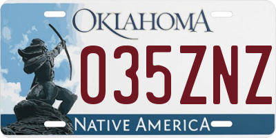 OK license plate 035ZNZ