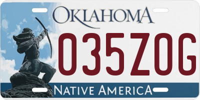 OK license plate 035ZOG