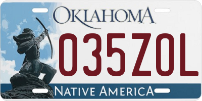 OK license plate 035ZOL
