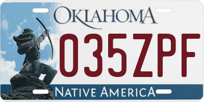 OK license plate 035ZPF