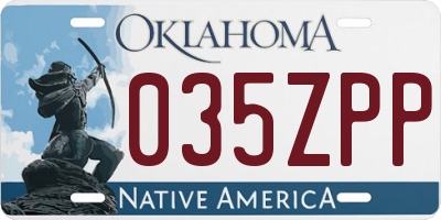 OK license plate 035ZPP