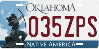 OK license plate 035ZPS