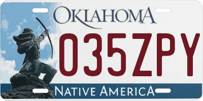 OK license plate 035ZPY