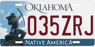 OK license plate 035ZRJ