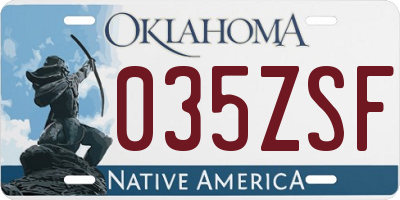 OK license plate 035ZSF